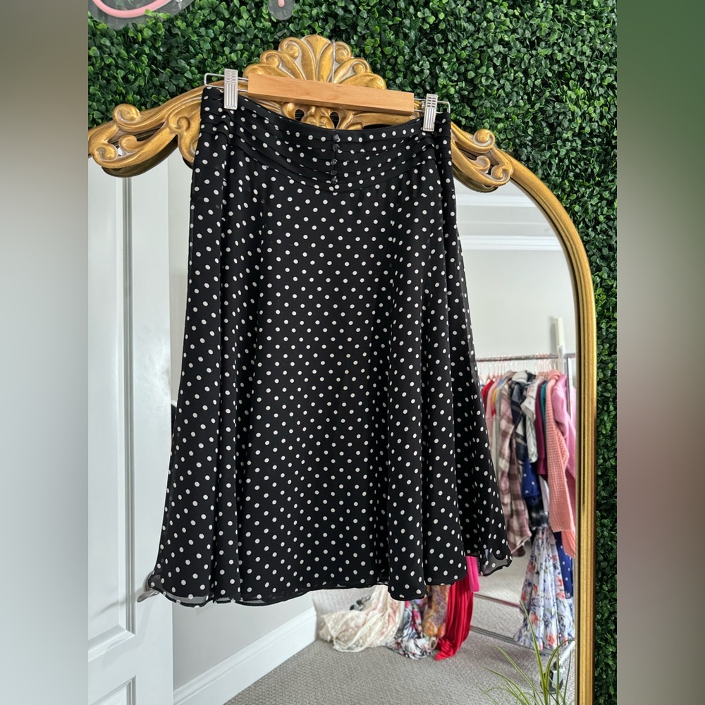 Black with white polka dot A-line skirt by Nine West. Size 2